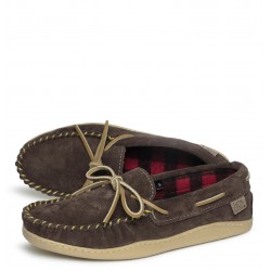 "Laurentian Chief Moccasins, 8 hole collar, plaide wool lined nat k sole" Laurentian Chief Moccasins
