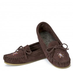 Moccasins, beaded, crepex natural sole Laurentian Chief Moccasins
