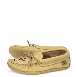 "Laurentian Chief Moccasins, beaded, padded ski sole" Laurentian Chief Moccasins