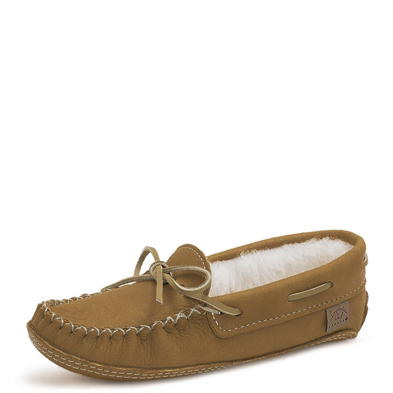 "Laurentian Chief Moccasins, 8 hole collar, sheeps. rev. Gr 1 Kabir padded sole" Laurentian Chief Moccasins
