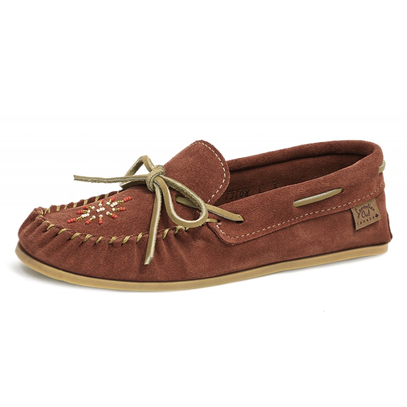 "Moccasins, single lacing, 8 hole kabir, insole, natural ribb sole, beaded" Laurentian Chief Moccasins