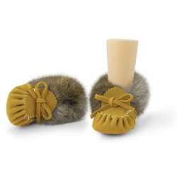 Baby moccasin fur collar, insole Laurentian Chief Baby